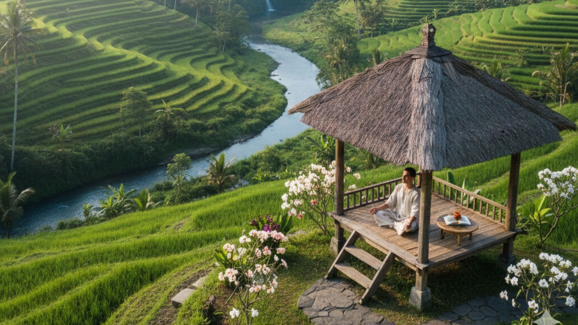 Wisata healing Indonesia dengan pemandangan alam hijau dan suasana tenang