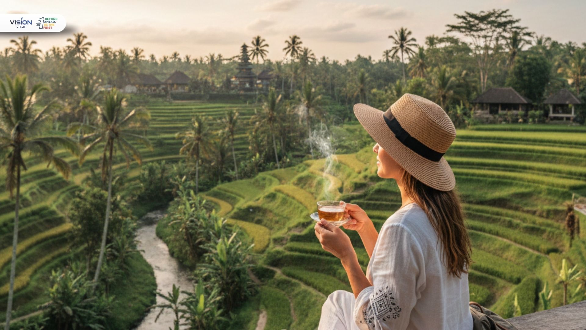 Pemandangan alam tenang di Ubud Bali untuk destinasi healing tourism Indonesia.