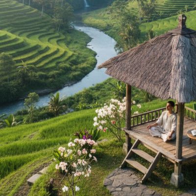 Wisata healing Indonesia dengan pemandangan alam hijau dan suasana tenang