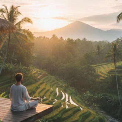 Wisatawan melakukan meditasi