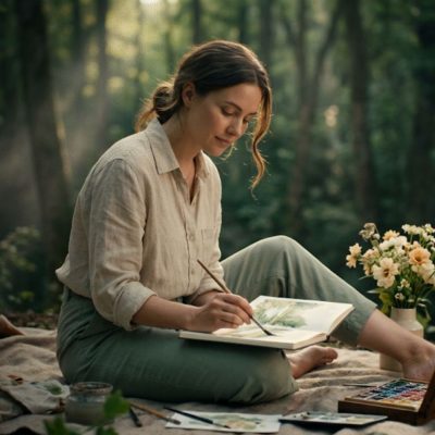 healing art therapy untuk kesehatan mental dengan aktivitas melukis dan mindfulness di alam terbuka